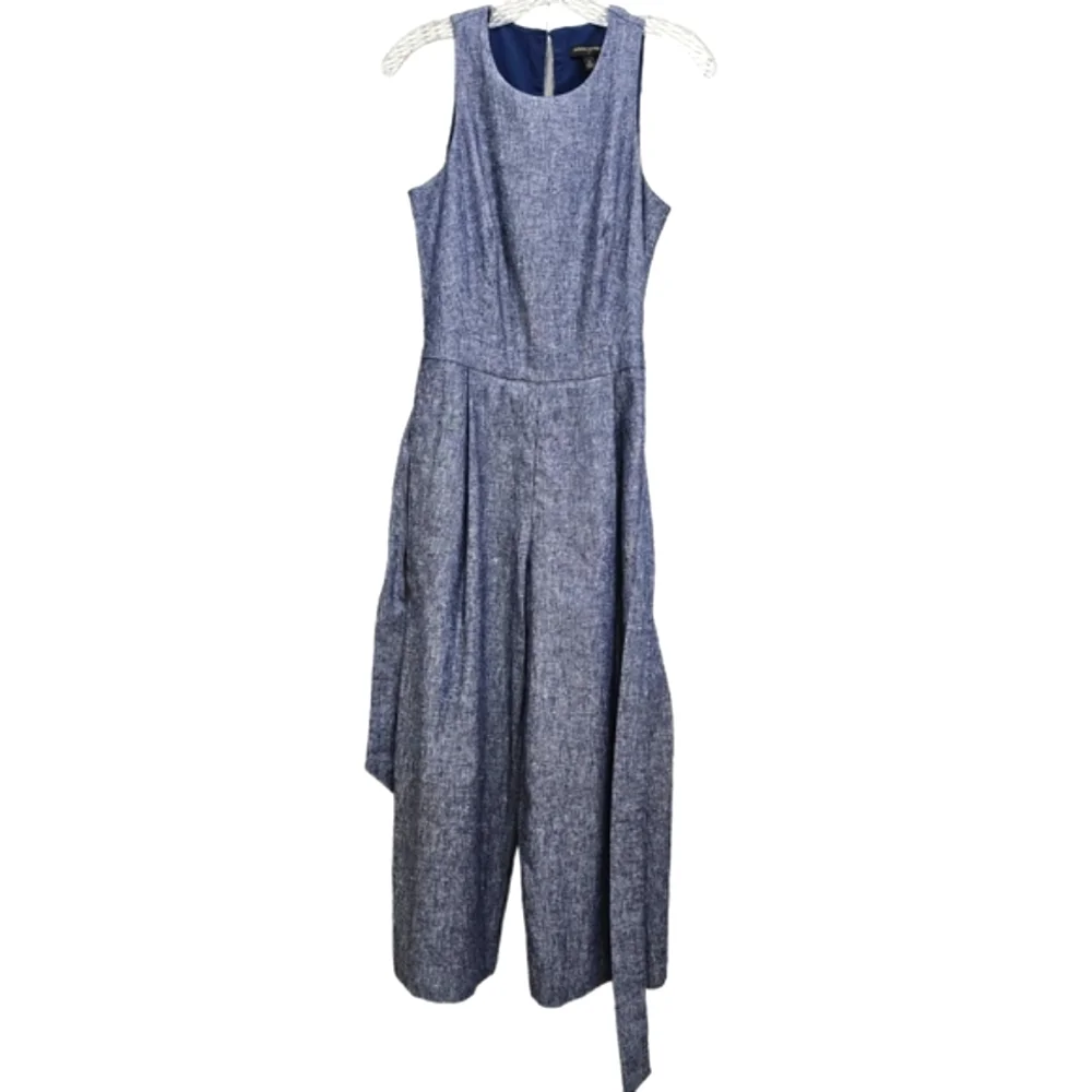 Nwot Banana Republic Blue Chambray Sleeveless Wideleg Midi Jumpsuit